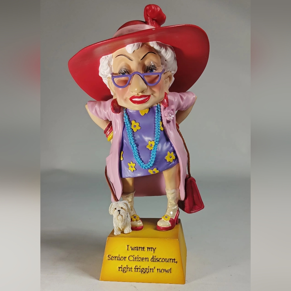 Biddy's Funny Figurine, " I Want My Senior Citizen Discount, Right Friggin' Now"